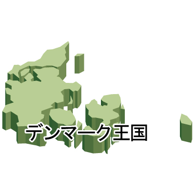 デンマーク王国無料フリーイラスト｜漢字・立体(緑)